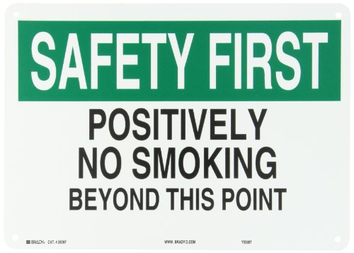 0754473250973 - BRADY 25097 PLASTIC NO SMOKING SIGN, 10 X 14, LEGEND POSITIVELY NO SMOKING BEYOND THIS POINT