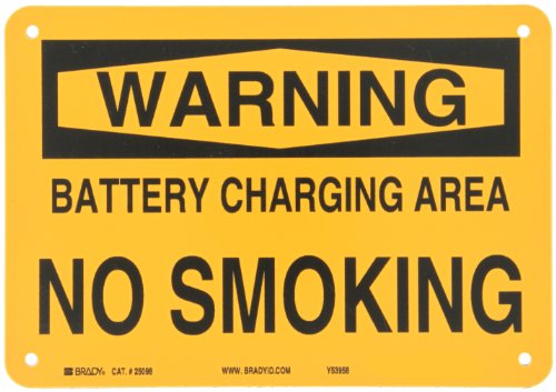 0754473250980 - BRADY 25098 PLASTIC NO SMOKING SIGN, 7 X 10, LEGEND BATTERY CHARGING AREA NO SMOKING