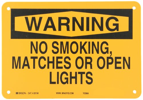 0754473251048 - BRADY 25104 PLASTIC NO SMOKING SIGN, 7 X 10, LEGEND NO SMOKING, MATCHES OR OPEN LIGHTS
