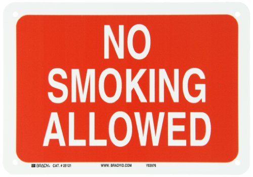 0754473251215 - BRADY 25121 PLASTIC NO SMOKING SIGN, 7 X 10, LEGEND NO SMOKING ALLOWED