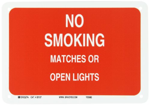 0754473251277 - BRADY 25127 PLASTIC NO SMOKING SIGN, 7 X 10, LEGEND NO SMOKING MATCHES OR OPEN LIGHTS