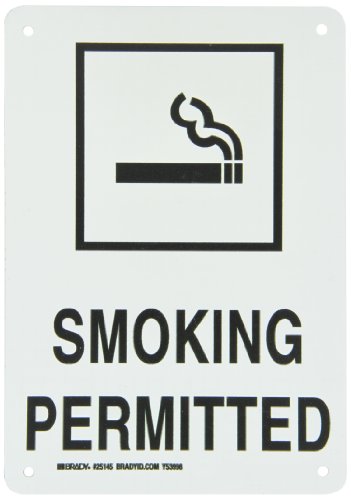 0754473251451 - BRADY 25145 PLASTIC NO SMOKING SIGN, 10 X 7, LEGEND SMOKING PERMITTED (WITH PICTO)