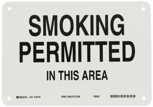 0754473251475 - BRADY 25147 PLASTIC NO SMOKING SIGN, 7 X 10, LEGEND SMOKING PERMITTED IN THIS AREA