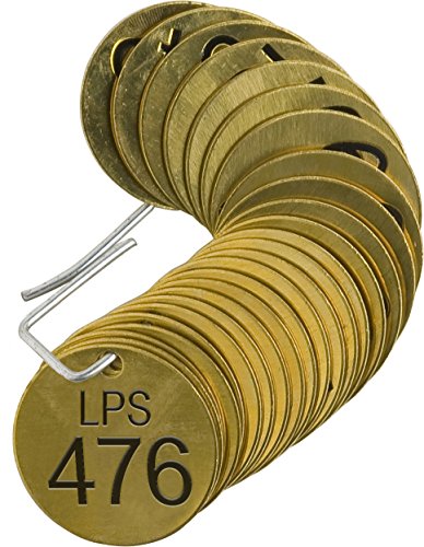 0754473447595 - BRADY 44759 1 1/2 DIAMETER, STAMPED BRASS VALVE TAGS, NUMBERS 476-500, LEGEND LPS (PACK OF 25 TAGS)