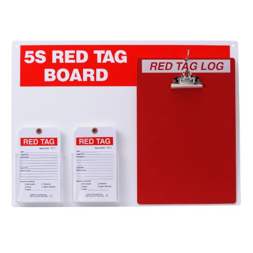 0754473711672 - BRADY 122057, 5S RED TAG BOARD W/CLIPBOARD AND 7 X 4 TAGS (1 KIT)