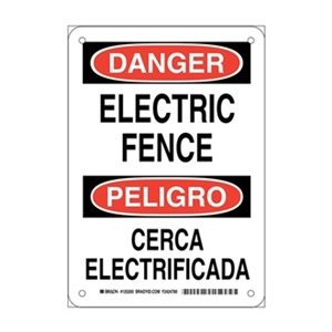 0754473728274 - BRADY 125200 BILINGUAL SIGN, LEGEND ELECTRIC FENCE/CERCA ELECTRIFICADA, 10 HEIGHT, 7 WIDTH, BLACK AND RED ON WHITE