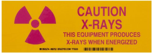 0754473887520 - BRADY 88752 10 WIDTH X 3-1/2 HEIGHT B-302 POLYESTER, PINK ON YELLOW RADIATION AND LASER SIGN, CAUTION X-RAYS THIS EQUIPMENT PRODUCES X-RAYS WHEN ENERGIZED (WITH PICTO)