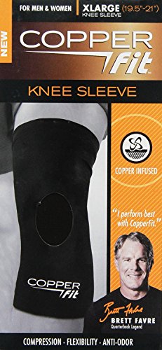 0754502025954 - COPPER FIT ORIGINAL RECOVERY KNEE SLEEVE, BLACK WITH COPPER TRIM, LARGE