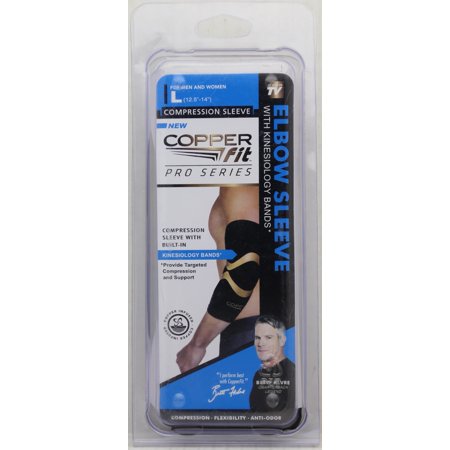0754502027125 - COPPER FIT PRO SERIES PERFORMANCE COMPRESSION ELBOW SLEEVE, BLACK WITH COPPER TRIM, MEDIUM