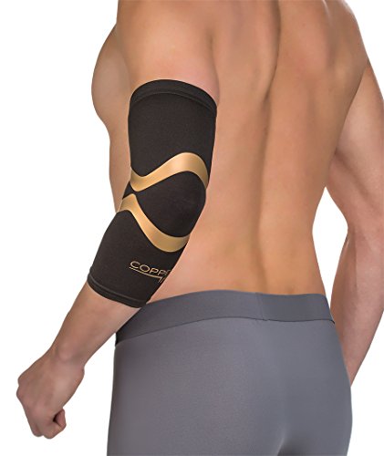 0754502027132 - COPPER FIT PRO SERIES PERFORMANCE COMPRESSION ELBOW SLEEVE, BLACK WITH COPPER TRIM, LARGE