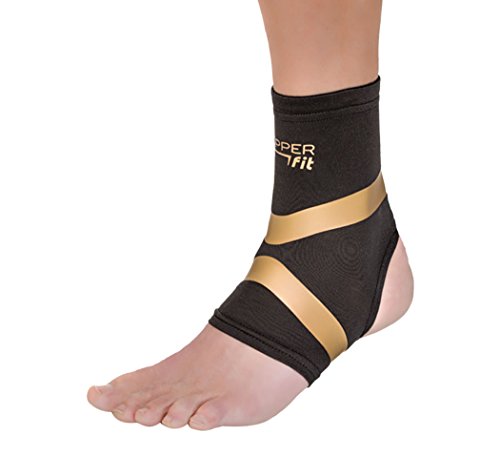 0754502027156 - COPPER FIT PRO SERIES PERFORMANCE COMPRESSION ANKLE SLEEVE, BLACK WITH COPPER TRIM, MEDIUM