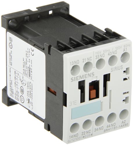 0754554416304 - SIEMENS 3RH11 31-1AK60 CONTROL RELAY, SIZE S00, 35MM STANDARD MOUNTING RAIL, AC OPERATION, SCREW CONNECTION, 31 E IDENTIFICATION NUMBER, 3 NO + 1 NC CONTACTS, 120 V 60 HZ CONTROL SUPPLY VOLTAGE