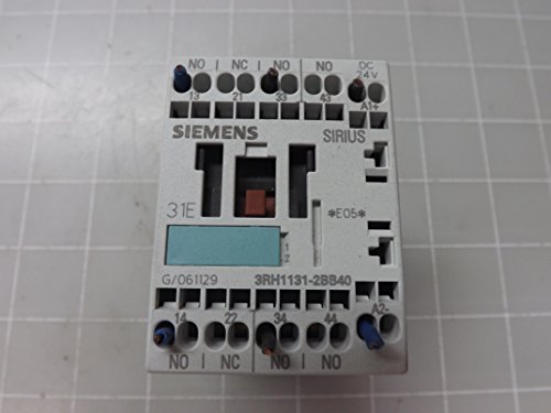0754554416618 - SIEMENS 3RH11 31-2BB40 CONTROL RELAY, SIZE S00, 35MM STANDARD MOUNTING RAIL, DC OPERATION, CAGE CLAMP CONNECTION, 31 E IDENTIFICATION NUMBER, 3 NO + 1 NC CONTACTS, 24VDC CONTROL SUPPLY VOLTAGE
