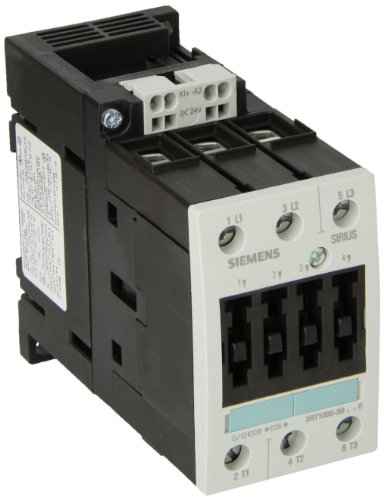 0754554434155 - SIEMENS 3RT10 35-3BB40 MOTOR CONTACTOR, 3 POLES, SPRING LOADED TERMINALS, S2 FRAME SIZE, 24V DC COIL VOLTAGE