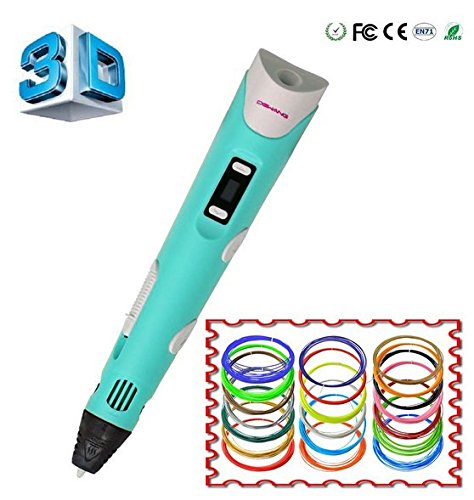 0754610487460 - ASTRO 3D PEN NEW UPDATED MODEL PRINTING DRAWING PEN WITH LED SCREEN VERSION 2015 + 10 COLORS (10 COLORS X 10 METRE) FILAMENT (BLUE)