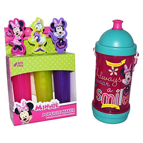 0754769510071 - ADORABLE & PRACTICAL 5 PIECE MINNIE MOUSE SIP-N-SNACK & POPSICLE MAKER BUNDLE: 2 ITEMS - POPSICLE MAKER WITH 3 POPSICLE MOLDS & STAND & SIP-N-SNACK CANTEEN WITH CARRYING STRAP