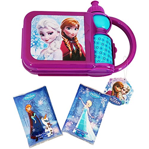 0754769510187 - AMAZING DISNEY FROZEN TRAVEL LUNCH BOX BUNDLE- 2 ITEMS: LUNCH BOX WITH INCLUDED CANTEEN & TWO WALLET TISSUES 3 PLY (10 PCS EACH- 20 TOTAL)0754769510187