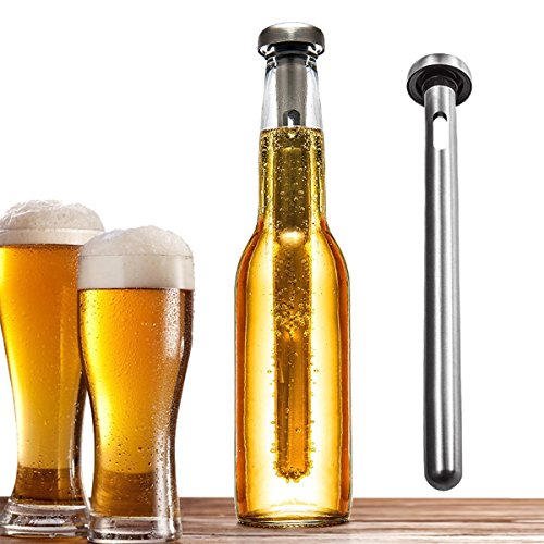 0754933244429 - SET OF 2 BEER CHILLER STICKS - STAINLESS STEEL BEER AND BEVERAGE COOLER - COOLING CHILLING STICK FOR HOME, PARTY, POOL, BEACH & BBQ - FUN BAR