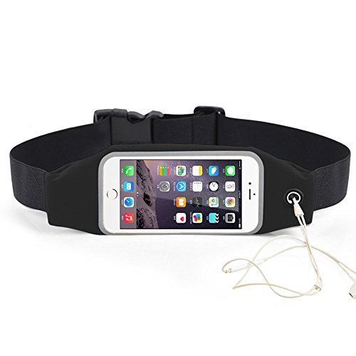 0754970903228 - BEE EXERCISE, RUNNING WAIST PACK FOR 4.7 INCH SCREEN CELLPHONE - OUTDOOR BELT BAG - TOUCH OPERATING DIRECTLY WITH TRANSPARENT FILM, BLACK COLOR