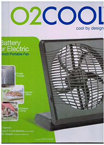 0755247160009 - O2COOL NEW 8 BATTERY OR ELECTRIC OPERATED FAN WITH ADAPTER, BLACK