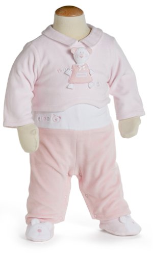 0755281609298 - ABSORB BABY GIRLS TEDDY & ME VELOUR COVERALL W/BOOTIES, 3 MONTHS