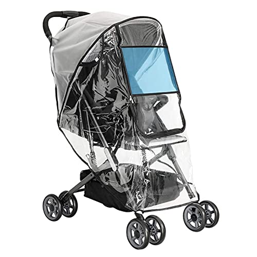 0755340333157 - UNOVIVY STROLLER RAIN COVER, DOUBLE DOOR DESIGN & LARGE STORAGE BABY STROLLER WEATHER SHIELD, WATERPROOF, WINDPROOF PROTECTION,PROTECT FROM DUST SNOW, UNIVERSAL BABY TRAVEL WEATHER SHIELD (BLACK)