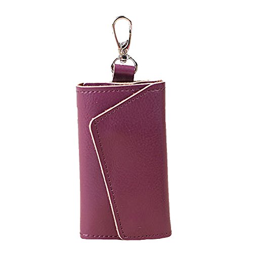 0755429342346 - MOX FASHION LEATHER KEY CASE PURE COLOR KEY HOLDER BAG WALLET COVER (PURPLE)