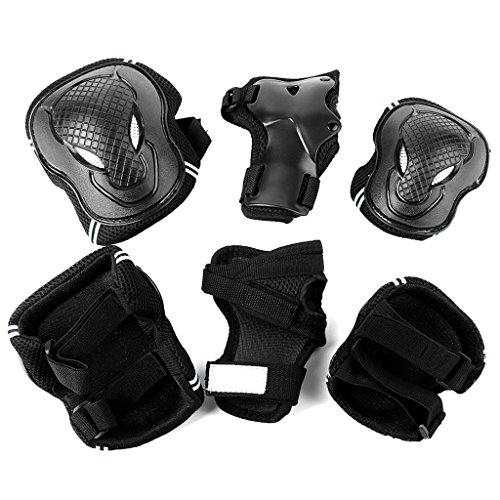 0755429442336 - GENERIC MULTI SPORTS SAFETY PROTECTION ADULT AND KIDS ELBOW KNEE WRIST PROTECTIVE GEAR PADS SAFETY GEAR PAD GUARD FOR CYCLING SOFT AND COMFORTABLE (ADULT- BLACK)