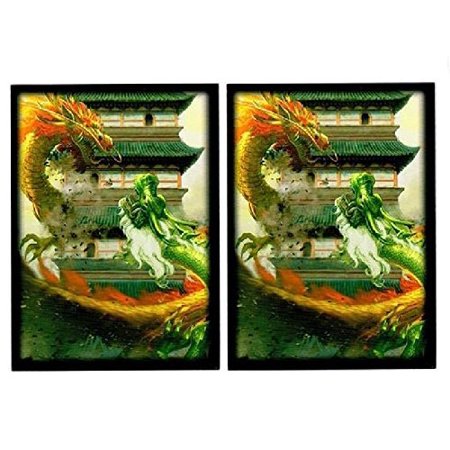 0755464225437 - MAX PRO DRAGON INVASION  TROUBLE AT THE TEMPLE  100 MATCHING GLOSS FINISH SLEEVES (FITS MAGIC / MTG, POKEMON CARDS)