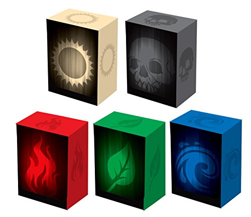 0755464226632 - SET OF 5 NEW LEGION SUPER ICONIC DECK BOXES FOR MAGIC/POKEMON/YUGIOH CARDS (INCL. RED, BLUE, GREEN, BLACK AND WHITE)