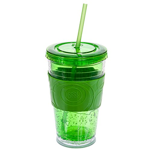 0755563135477 - COOL GEAR GEL INSULATED TUMBLER W/ COLORED BAND (GREEN)
