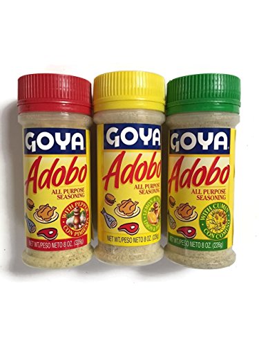 0755675268100 - 3-PACK GOYA ADOBO SEASONING, WITH PEPPER, WITH CUMIN & CON LIMON & PIMIENTO (WITH LEMON & PEPPER), 8-OUNCE