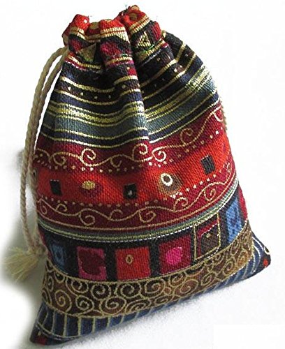 0755717232731 - 10 PIECES OF EGYPTIAN STYLE COIN / JEWELRY / GIFT / PARTY / GOODIE / CANDY / ACCESSORIES DRAWSTRING POUCH / BAG - SMALL SIZE 4X4.5 INCHES (RED)