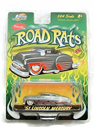 0755717476302 - JADA TOYS ROAD RATS DIECAST MODEL '51 LINCOLN MERCURY WITH FLAMES 1:64 SCALE (SILVER)