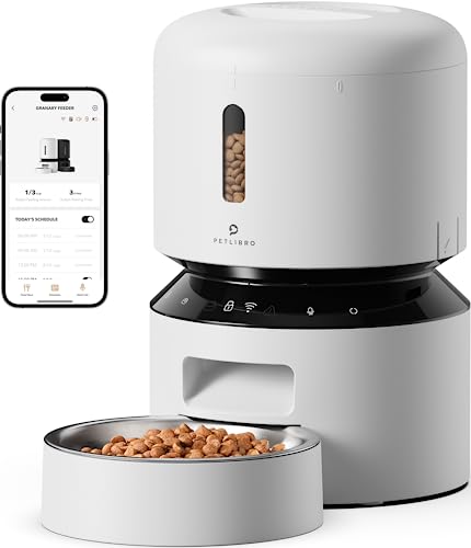 0755752553662 - PETLIBRO AUTOMATIC CAT FOOD DISPENSER WITH 5G WI-FI, AUTOMATIC PET FEEDER WITH APP CONTROL FOR REMOTE FEEDING, LOW FOOD & BLOCKAGE SENSOR, 1-10 MEALS PER DAY, 3L TIMED CAT FEEDER FOR CAT AND DOG