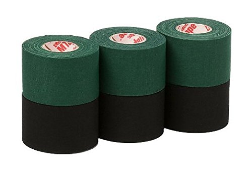 0755835679739 - MUELLER ATHLETIC TAPE SPORTS TAPE, GREEN AND BLACK 6 ROLLS