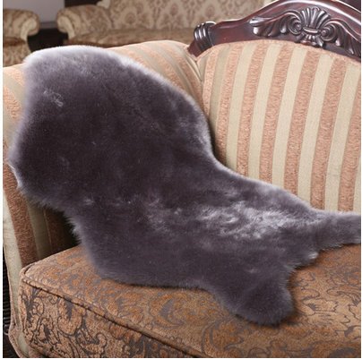 0756040362034 - SOFT HAIRY ARTIFICIAL CARPET SHEEPSKIN CHAIR COVER SEAT PAD PLAIN SKIN FUR PLAIN FLUFFY AREA RUGS WASHABLE BEDROOM FAUX MAT (GREY)