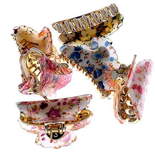 0756330622886 - GENERIC WOMEN'S PLASTIC RESIN FLORAL NO SLIP CLAW CLIP HAIR BEAUTY 3 IN PACK ZJ0002