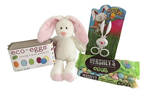 0756406660279 - NATURAL EGG DYE DELUXE EASTER BASKET STARTER BUNDLE - INCLUDES ONE SUPER SOFT PLUSH BUNNY, ONE ECO-EGGS NATURAL DYE COLORING KIT, ONE PACKAGE HERSHEY CHOCOLATE EGGS, ONE EGG TONG