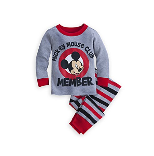 0756406802822 - DISNEY STORE MICKEY MOUSE CLUB MEMBER STRIPES PJ PALS PAJAMA SET FOR BABY, GRAY, 18-24 MONTHS