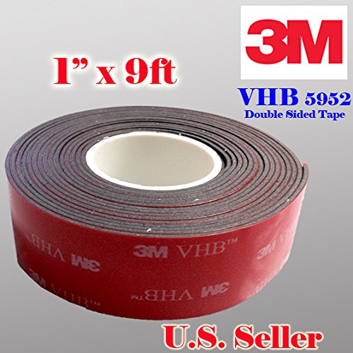 0756681668939 - 3M 1 (25MM) X 9 FT VHB DOUBLE SIDED FOAM ADHESIVE TAPE 5952 GREY AUTOMOTIVE MOUNTING VERY HIGH BOND STRONG INDUSTRIAL GRADE