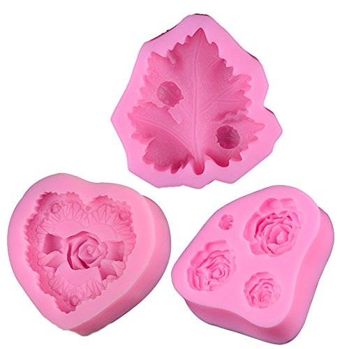 0756910391751 - 3D LEAF ROSE SOAP MOLDS SILICON PASTRY TOOLS CAKE DECORATING KIT SET OF 3