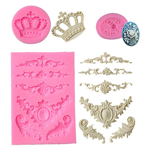 0756910391959 - FONDANT CAKE DECORATING TOOLS SILICONE 3D MOLD FOR BAKING DECORATION RELIEF LINES ROSE PATTERN SET OF 3