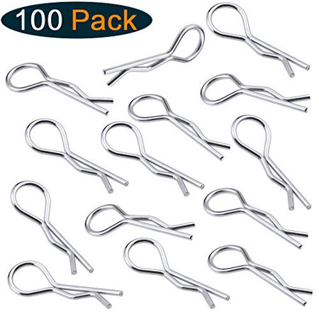 0756970378648 - 100PCS UNIVERSAL 1/10TH SCALE BENT BODY CLIPS PINS METAL STAINLESS STEEL FOR REDCAT HPI HIMOTO RC CAR PARTS TRUCK BUGGY SHELL REPLACEMENT HSP 02053