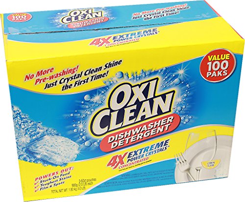 0757037000359 - OXICLEAN DISHWASHER DETERGENT - 4X EXTREME POWER DISHWASHING CRYSTALS, 100 COUNTS (2 POUCHES X 50 CT.)