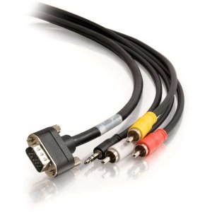 0757120401971 - C2G/CABLES TO GO 40197 VGA + COMPOSITE VIDEO + STEREO AUDIO + 3.5MM A/V CABLE WITH ROUNDED LOW PROFILE CONNECTORS M/M - IN-WALL CMG-RATED