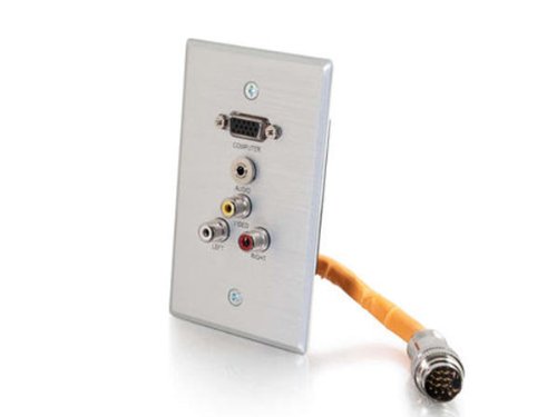 0757120600329 - C2G / CABLES TO GO 60032 RAPIDRUN SINGLE GANG INTEGRATED VGA (HD15) + 3.5MM, RCA AUDIO/VIDEO WALL PLATE
