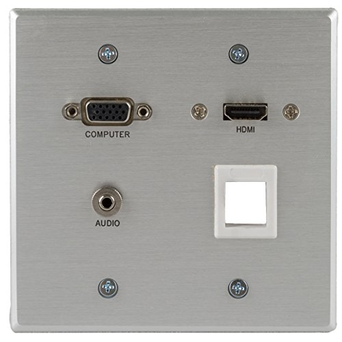 0757120601173 - C2G RAPIDRUN VGA+3.5MM AUDIO DOUBLE GANG WALL PLATE WITH HDMI PASS THROUGH + ONE