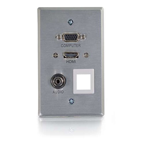 0757120601388 - RAPIDRUN HDMI SINGLE GANG WALL PLATE WITH VGA, STEREO AUDIO AND ONE KEYSTONE - A
