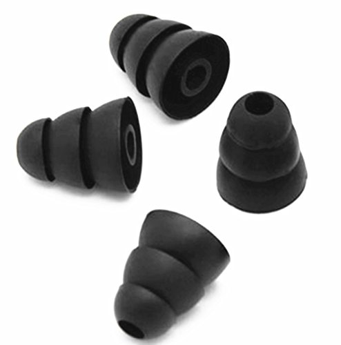 0757290622541 - EARBUDS TRIPLE FLANGE EARPHONE EAR TIPS 3PAIRS BLACK MEDIUM